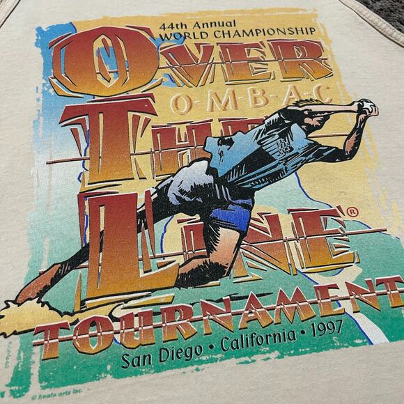 Vintage 90s Tank Top Distressed San Diego Graphic Tee Over The Line 1997 - Picture 2 of 8